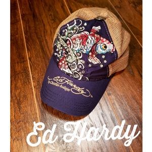 Ed Hardy Trucker Hat with Japanese Koi